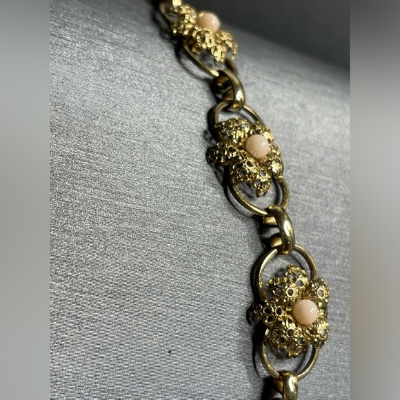 Vintage Gold Filled Panel Link Flower Bracelet Size 7 Needs Clasp See All Images - Picture 3 of 10